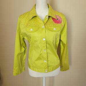 Casey Coleman Apple Green Pink Sequinned Jacket
